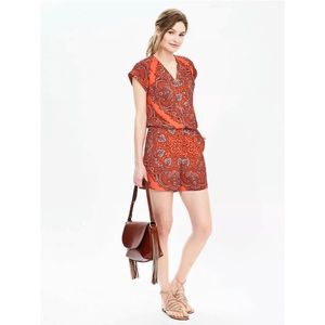 EUC Banana Republic Short Romper Red Paisley 10